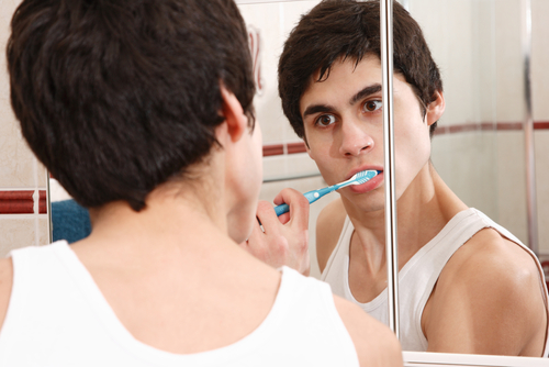 teen tooth brushing